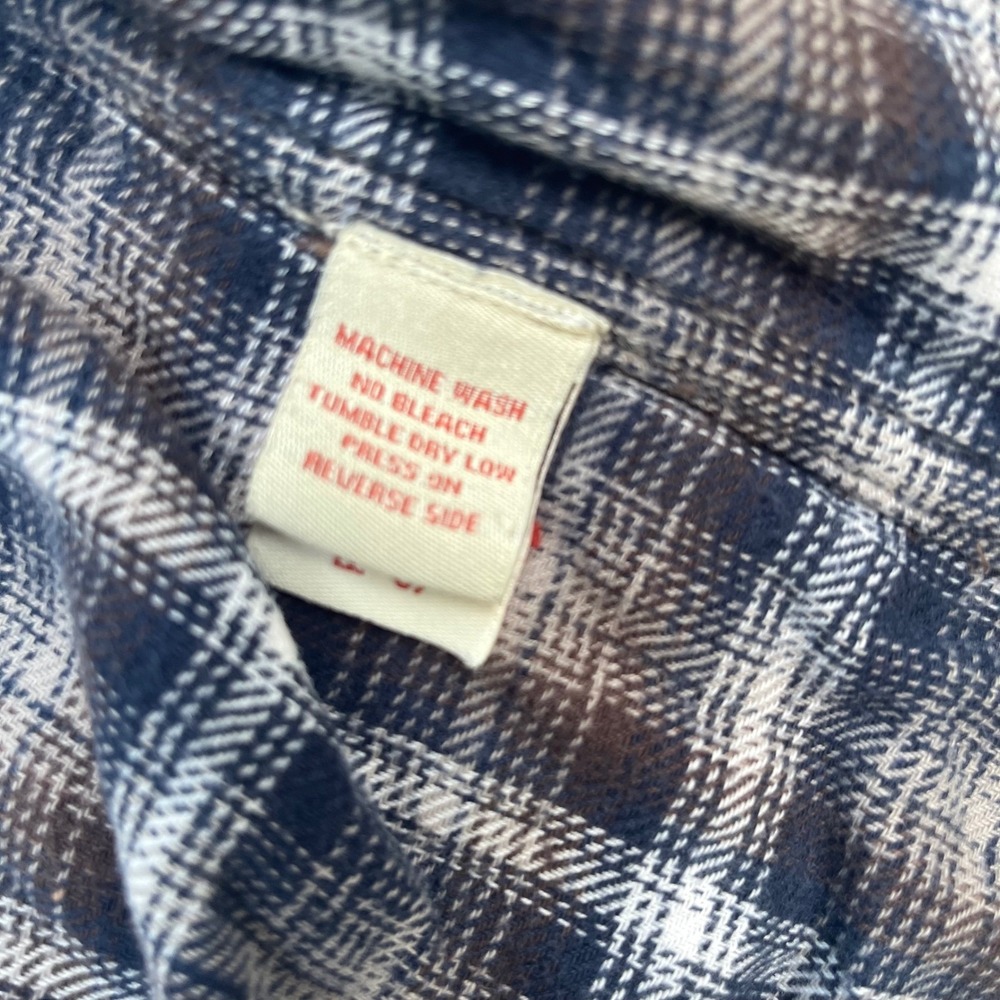 Carbon2Cobalt Mens Brown Blue Plaid Full Zip Flannel Shirt Jacket Size M Cotton - Picture 8 of 9